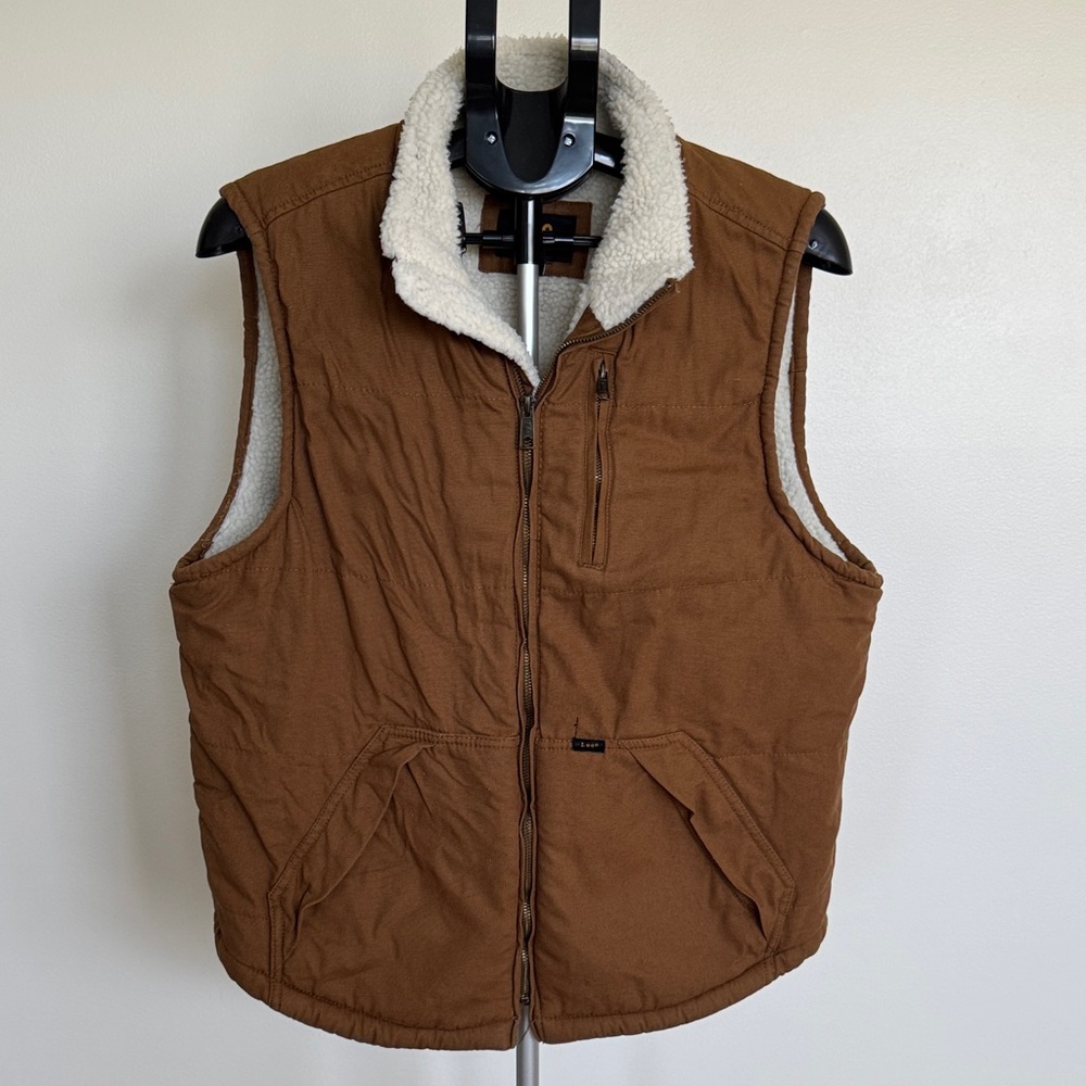 Lee Premium Select Men's M Vest Sherpa Lined Full Zip Duck Canvas Tobacco